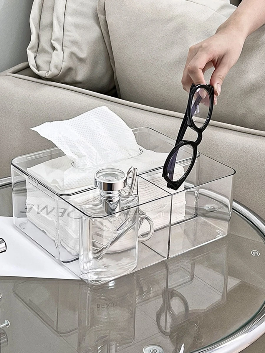 กล่องทิชชู่ 1 ชิ้น อเนกประสงค์ สีใส  nn-123