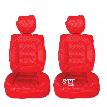 RE77-ชุดหุ้มเบาะรถยนต์ VIP แบบสวมทับ ชุดหุ้มเบาะ ขนาดFree Size สี แดง ด้ายครีม