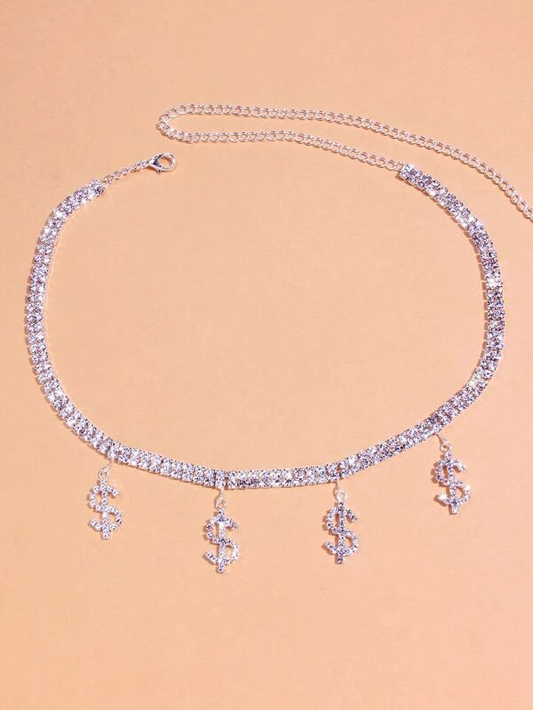 สร้อยคอ จี้ เครื่องหมาย ดอลลาร์ พลอยเทียม kk-208