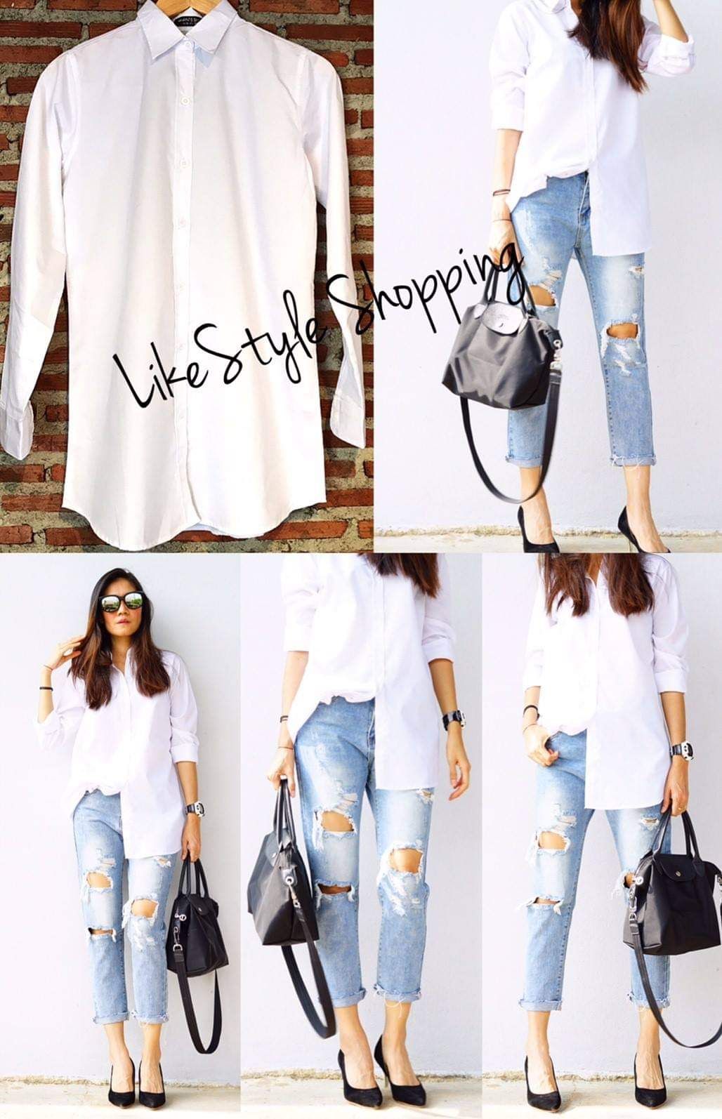 เชิ้ตสีขาว ทรงยาว #410