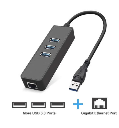 GE63-USB 3.0 to LAN/RJ45 Gigabit Ethernet Network Cable Adapter and 3 USB3.0 Port Hub
