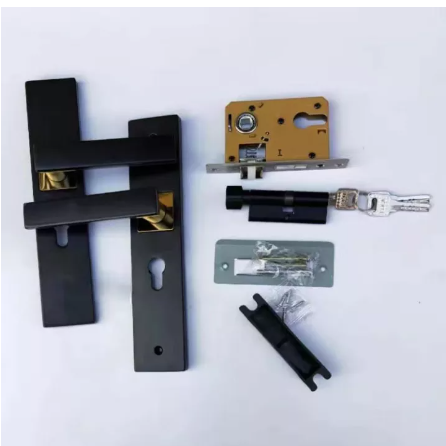 SA12-ลูกบิดก้านโยกห้องนอนสแตนเลส สีดำ ไร้เสียง ติดตั้งประตูไม้ รุ่นใหม่ ติดตั้งง่าย !!!(แบบเหลี่ยมยาว)