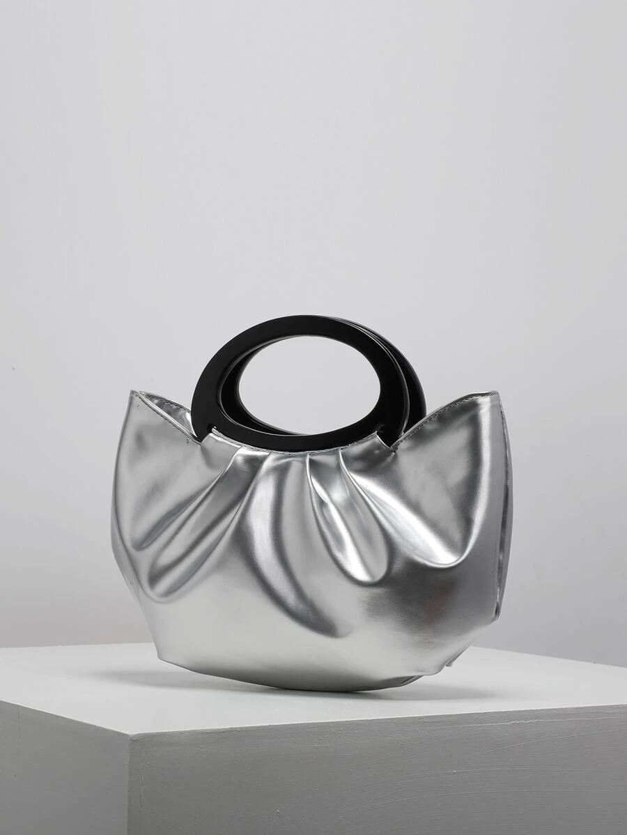 กระเป๋า ทรงย่น เมทัลลิก มีหูจับด้านบนv-44