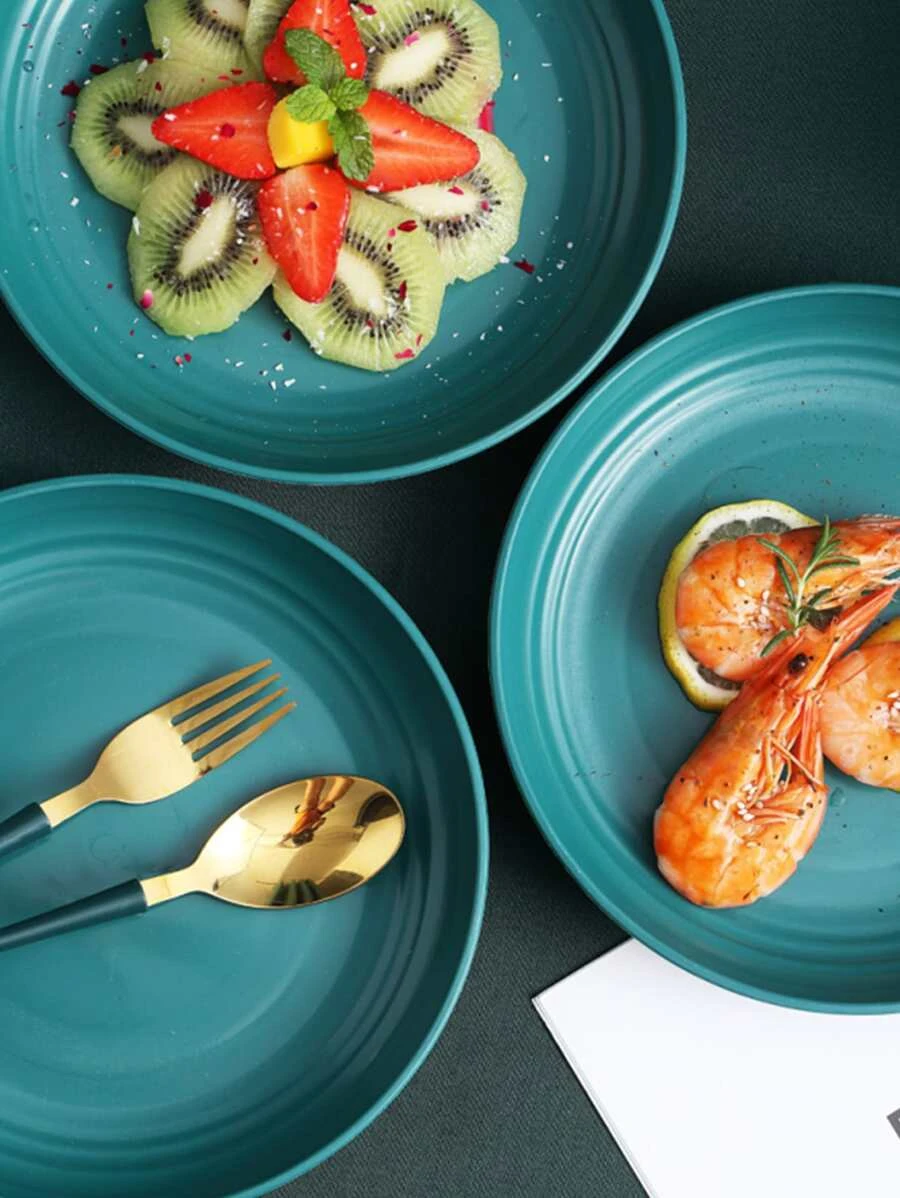 จาน 4 ชิ้น สีพื้น ทรงกลม ff-75