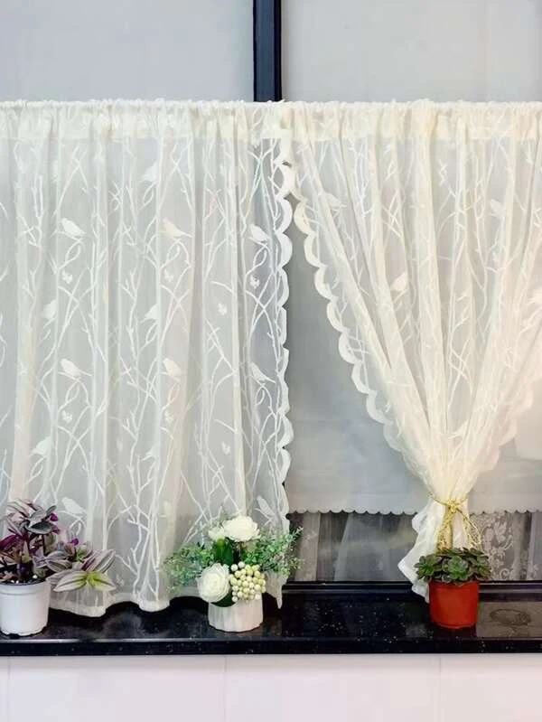 ผ้าม่านโปร่งบานเดี่ยว นก ลููกไม้  089