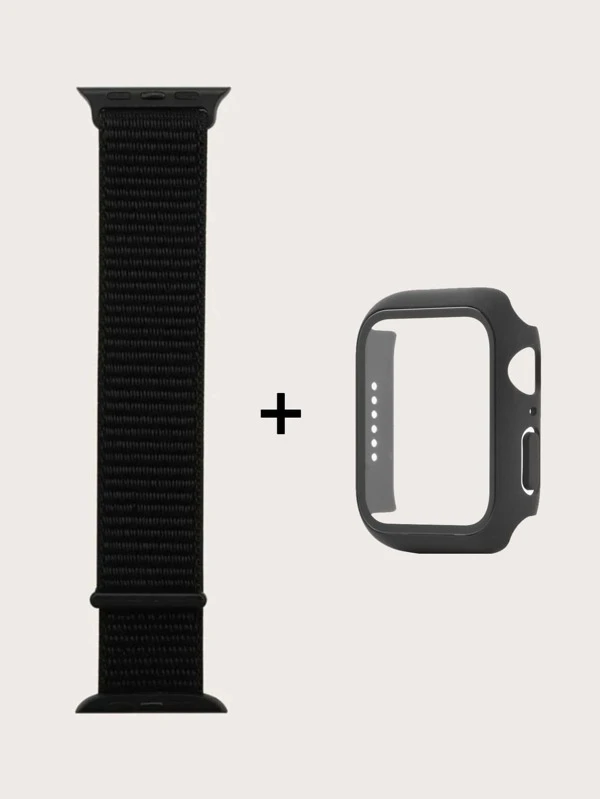 1 ชิ้น 2 in 1 ฟิล์มกันรอยหน้าจอ & เคส & 1 ชิ้น สายนาฬิกา เหมาะกับ Apple Watch  น-24