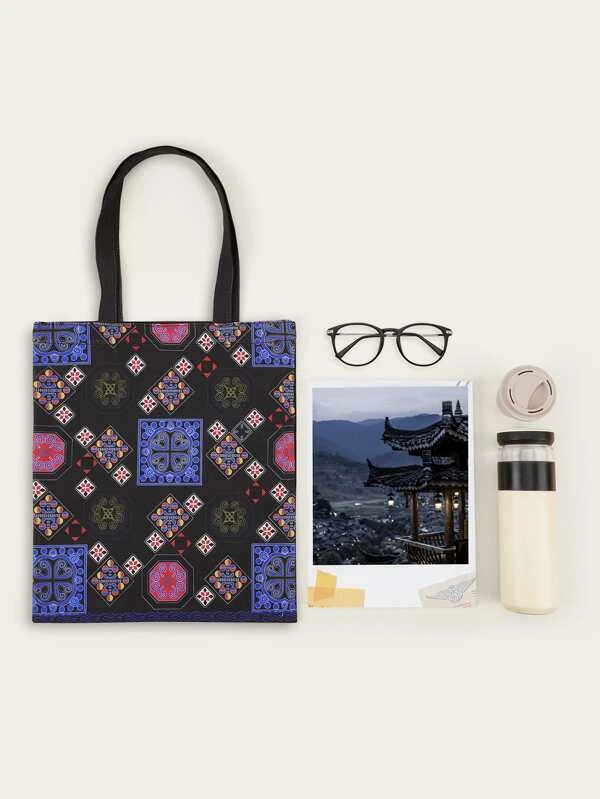 กระเป๋าช้อปปิ้ง พิมพ์ เรขาคณิต n-78