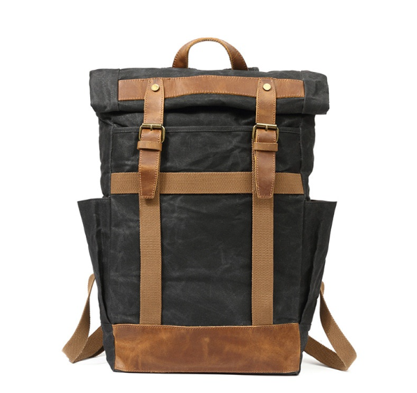 HU61-ใหม่กลางแจ้งกระเป๋าเป้สะพายหลังผู้ชายทำงานขนาดใหญ่ความจุกระเป๋าหนัง Crazy Horse สำหรับเดินป่า Vintage