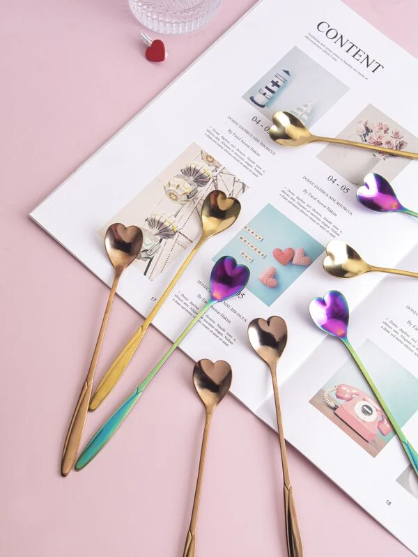 ช้อนหัวใจสีสุ่ม 3 ชิ้น ค-33