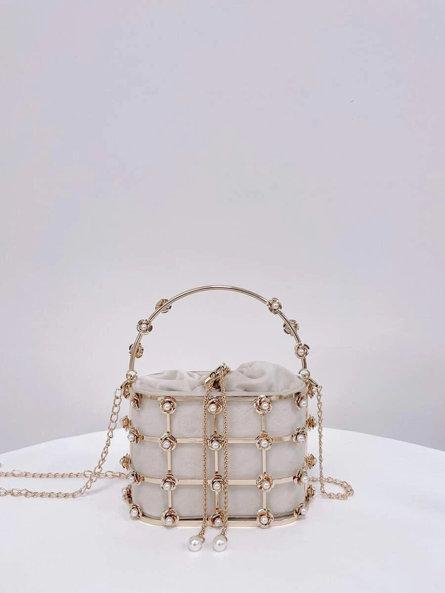 กระเป๋าถัง มินิ ประดับ มุกเทียม v-2