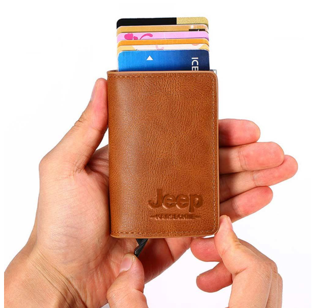 RAY91-Humerpaul หนัง PU กระเป๋าสตางค์อลูมิเนียมอลูมิเนียมผู้ถือบัตรเครดิตบัตรประจำตัวประชาชน