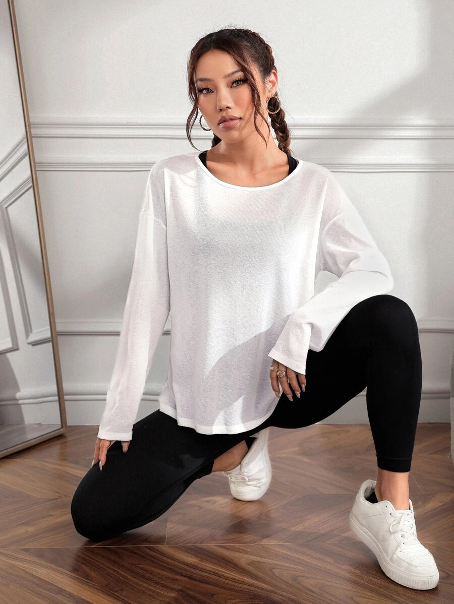 เสื้อยืดเล่นกีฬา ไหล่ตก aa-36