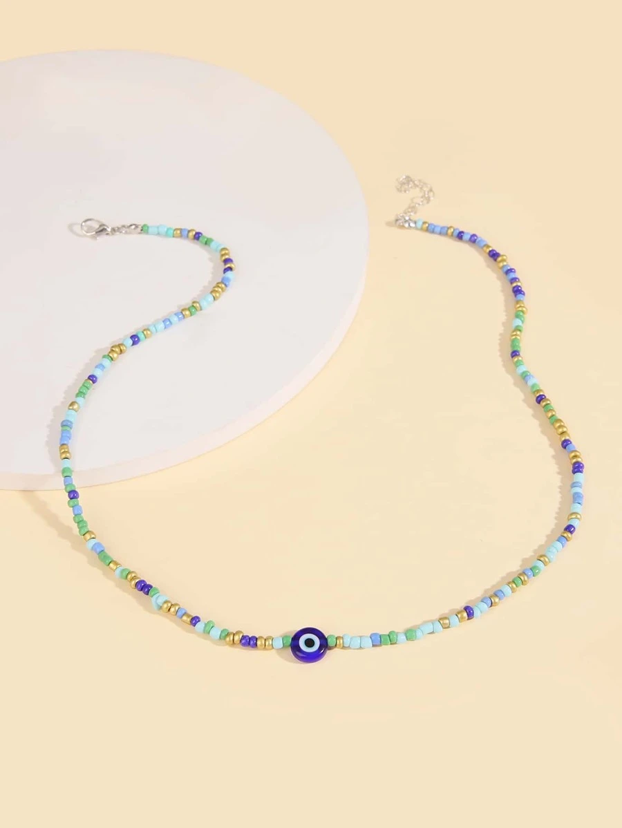 สร้อยคอ ลูกปัด รายละเอียด ตาปีศาจ kk-120