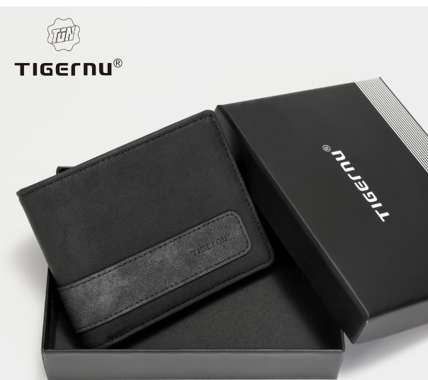 TOP28-Tigernu กระเป๋าสตางค์แฟชั่น RFID มีช่องใส่บัตรหลายช่อง พร้อมกล่องของขวัญ 8010