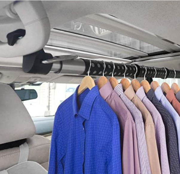 GX81-ราวแขวนผ้าในรถ ที่แขวนเสือในรถ ราวตากผ้าด้านหลังเบาะรถยนต์ ราวตากผ้าด้านหลังพับเก็บได้
