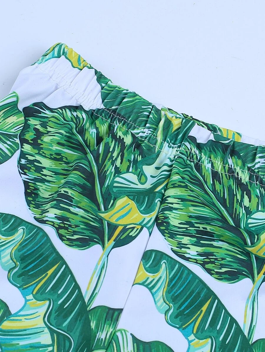 เด็กผู้ชาย แพทช์ กระเป๋า เสื้อกล้าม & พิมพ์ ทรอปิคอล กางเกงขาสั้น b-86