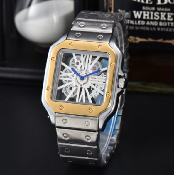 JW48-Cart1er Tank นาฬิกาข้อมือควอตซ์แฟชั่น 38 มม. สไตล์นักธุรกิจ สําหรับบุรุษ