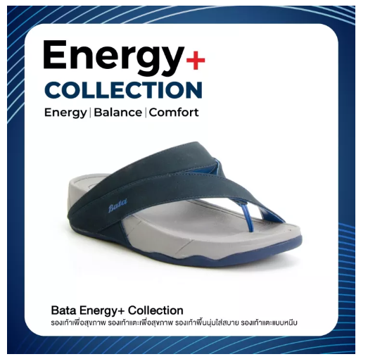 SAN13-*Best Seller* Bata Energy+ รองเท้าเพื่อสุขภาพ รองเท้าแตะลำลอง รองเท้าใส่สบาย รองเท้าแฟชั่น รองเท้าฮิต สีน้ำเงิน สำหรับผู้หญิง รหัส 4719342 Size 3-5