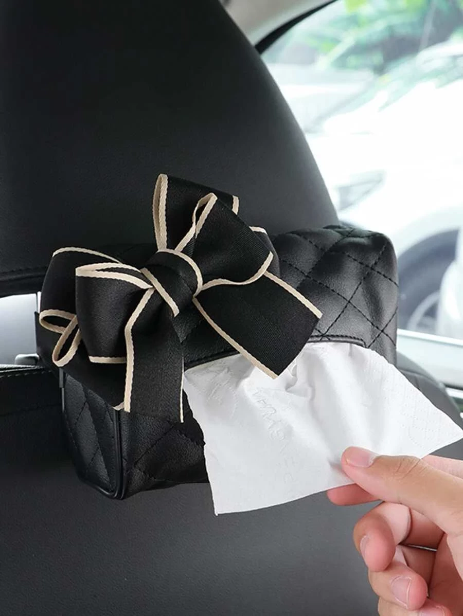กล่องทิชชู่ ตกแต่ง โบว์ เบาะหลังรถ  nn-182