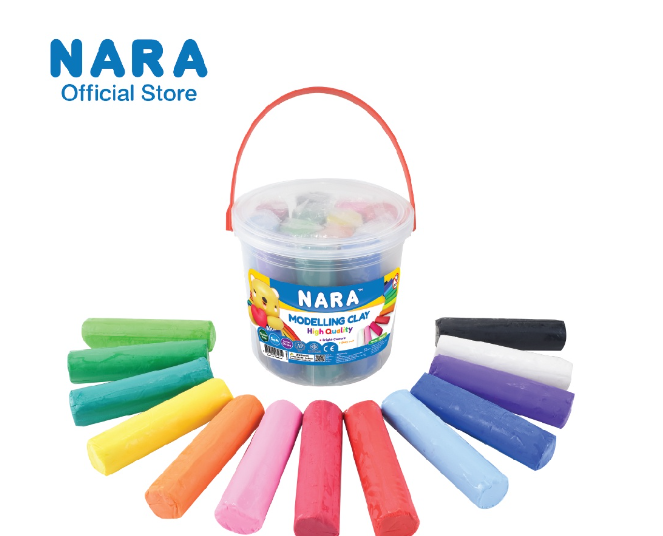 TOY80-*สีใหม่* ! NARA Modelling Clay ดินน้ำมันไร้สารพิษ 13 สี (ขนาด 1,500 กรัม เเละ 1,240 กรัม) ชุดถัง *เลือกขนาดและสี*