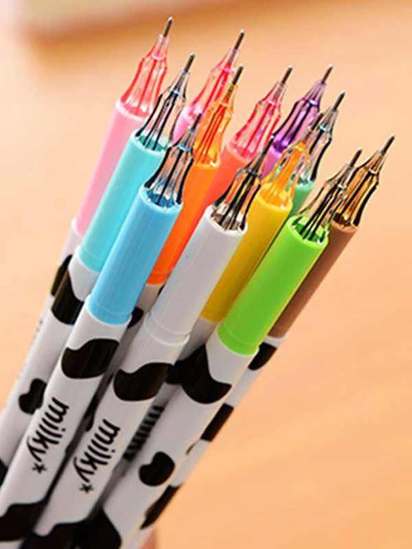 12 ชิ้น วัวนม พื้นผิว ปากกาเจล เซ็ต s-74