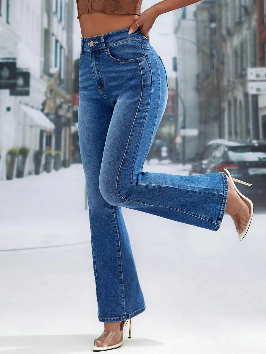 กางเกงยีนส์ขาม้า ตะเข็บหน้า ee-85