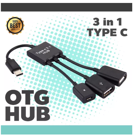 GE99-Type C Cable 3 in 1 USB C Type C OTG Host Cable Hub Cord Adapter Connector Splitter