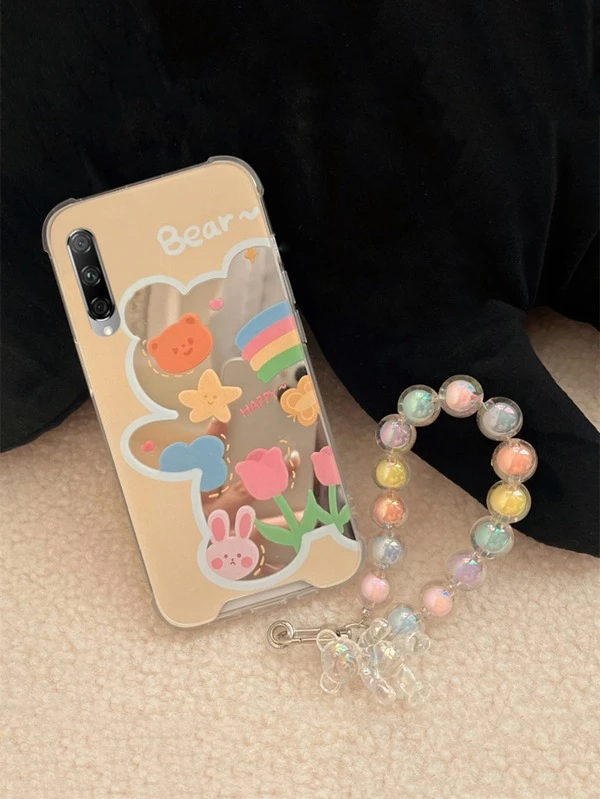 เคสโทรศัพท์กระจก ภาพ การ์ตูน พร้อมสายคล้อง c-64