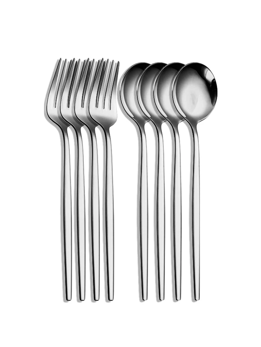 4 ชิ้น ช้อน สแตนเลส ครัว & 4 ชิ้น ส้อม hh-43