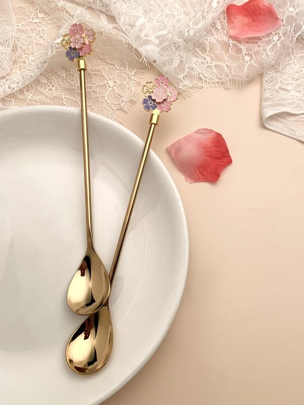 ช้อนรายละเอียดดอกไม้ 2pc  ค-32