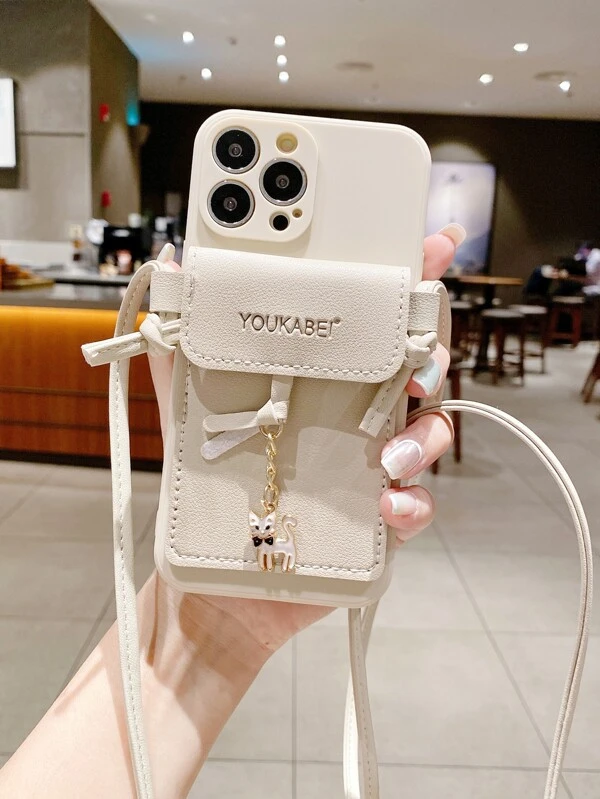 เคส โทรศัพท์ กันการหล่น พร้อม กระเป๋าใส่บัตรสะพายข้าง c-41